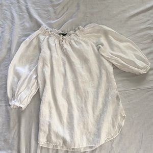 Ralph Lauren Green label White linen Peasant Top